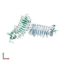 PDB entry 1m0z coloured by chain, front view.