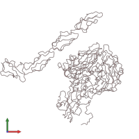 PDB entry 1m11 coloured by chain, front view.