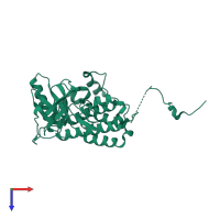 Monomeric assembly 1 of PDB entry 1m14 coloured by chemically distinct molecules, top view.