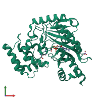 PDB entry 1m15 coloured by chain, front view.