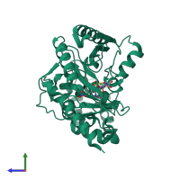 PDB entry 1m15 coloured by chain, side view.