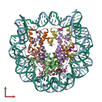 PDB entry 1m1a coloured by chain, front view.
