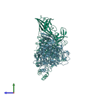 PDB entry 1m1c coloured by chain, side view.