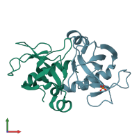 PDB entry 1m1f coloured by chain, front view.