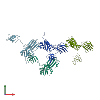 PDB entry 1m1g coloured by chain, front view.
