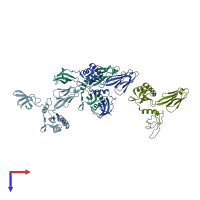 PDB entry 1m1g coloured by chain, top view.