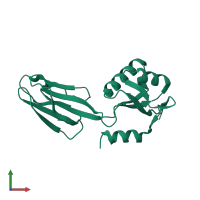 PDB entry 1m1h coloured by chain, front view.