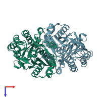 PDB entry 1m1m coloured by chain, top view.