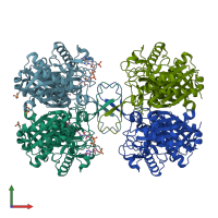 PDB entry 1m1o coloured by chain, front view.