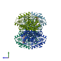 PDB entry 1m1o coloured by chain, side view.