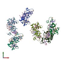 PDB entry 1m1p coloured by chain, front view.