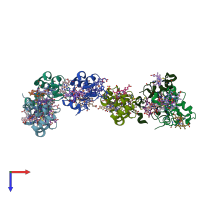 PDB entry 1m1p coloured by chain, top view.
