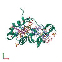 PDB entry 1m1r coloured by chain, front view.