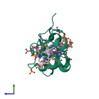 PDB entry 1m1r coloured by chain, side view.