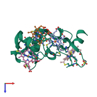 PDB entry 1m1r coloured by chain, top view.