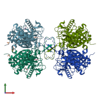 PDB entry 1m1t coloured by chain, front view.