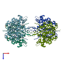 PDB entry 1m1t coloured by chain, top view.