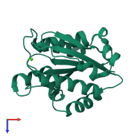 PDB entry 1m1u coloured by chain, top view.