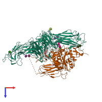 PDB entry 1m1x coloured by chain, top view.