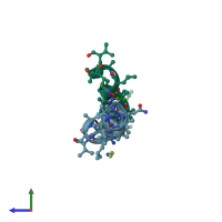 PDB entry 1m24 coloured by chain, side view.