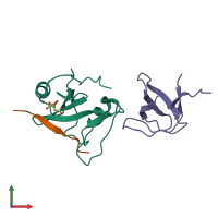 PDB entry 1m27 coloured by chain, front view.