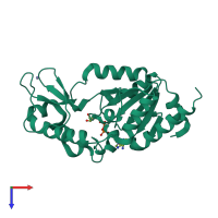 PDB entry 1m2g coloured by chain, top view.