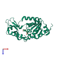 PDB entry 1m2j coloured by chain, top view.