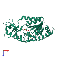 PDB entry 1m2k coloured by chain, top view.