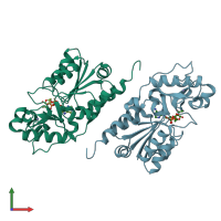 PDB entry 1m2n coloured by chain, front view.