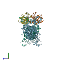 PDB entry 1m2o coloured by chain, side view.