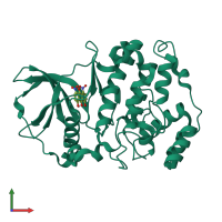 PDB entry 1m2p coloured by chain, front view.