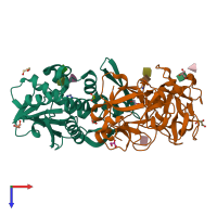 PDB entry 1m2t coloured by chain, top view.