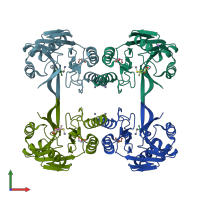 PDB entry 1m2x coloured by chain, front view.