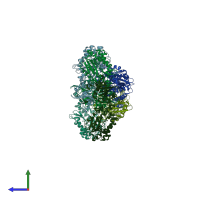 PDB entry 1m35 coloured by chain, side view.