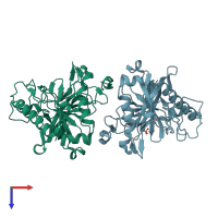 PDB entry 1m38 coloured by chain, top view.