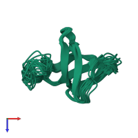 PDB entry 1m3b coloured by chain, ensemble of 20 models, top view.