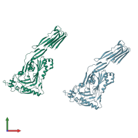 PDB entry 1m3j coloured by chain, front view.