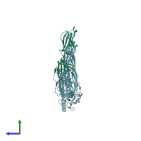 PDB entry 1m3j coloured by chain, side view.