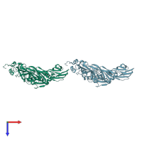 PDB entry 1m3j coloured by chain, top view.