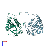 PDB entry 1m3s coloured by chain, top view.