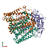 PDB entry 1m3x coloured by chain, front view.
