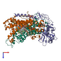 PDB entry 1m3x coloured by chain, top view.