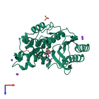 PDB entry 1m40 coloured by chain, top view.