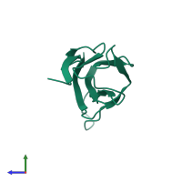 PDB entry 1m42 coloured by chain, side view.