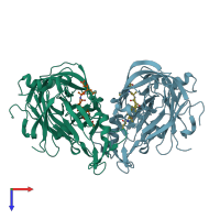 PDB entry 1m43 coloured by chain, top view.