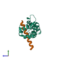 PDB entry 1m46 coloured by chain, side view.