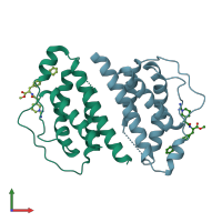 PDB entry 1m48 coloured by chain, front view.