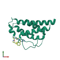 PDB entry 1m4b coloured by chain, front view.