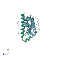 PDB entry 1m4c coloured by chain, side view.
