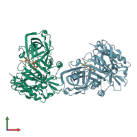 PDB entry 1m4h coloured by chain, front view.